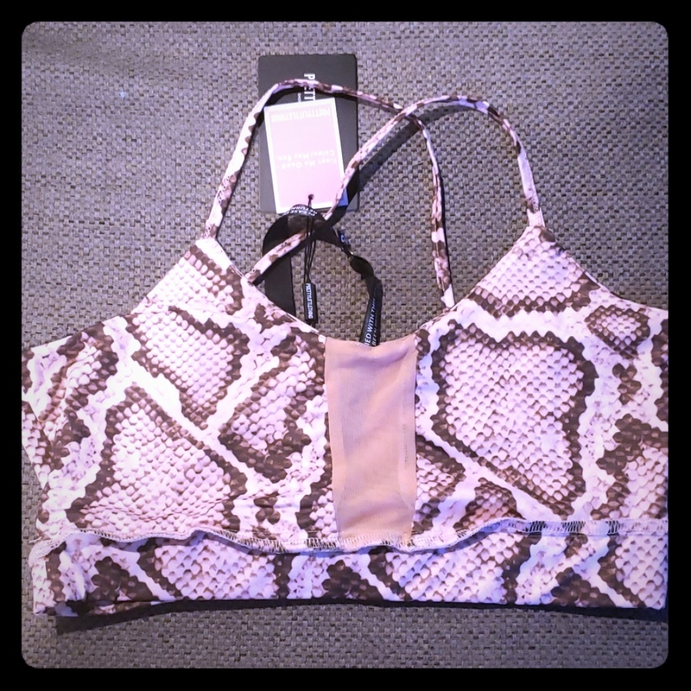 Pink snakeskin sports bra